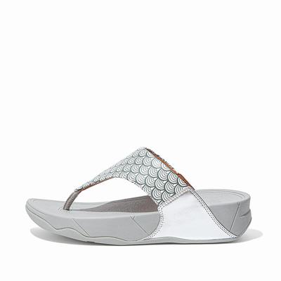 Fitflop Lulu Wave Print Toe-Post - Sandalen Damen - Grau (HYX195740)